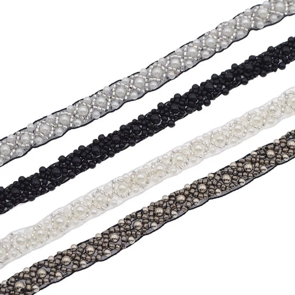 Applicazione in Pizzo Ricamato con Perle per Copricapo da Sposa, Nastro Decorativo con Perline per Abiti - Image 6