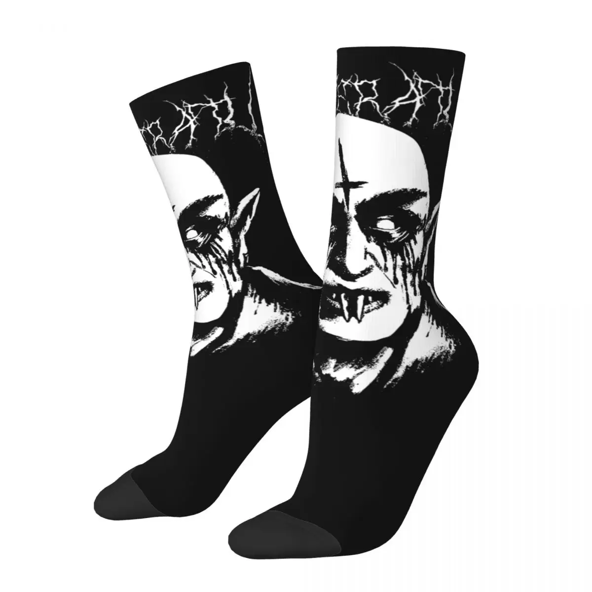 

Black Metal Nosferatu Socks Men's Women's Polyester Funny Happy Horror Socks Novelty Spring Summer Autumn Winter Stockings Gift