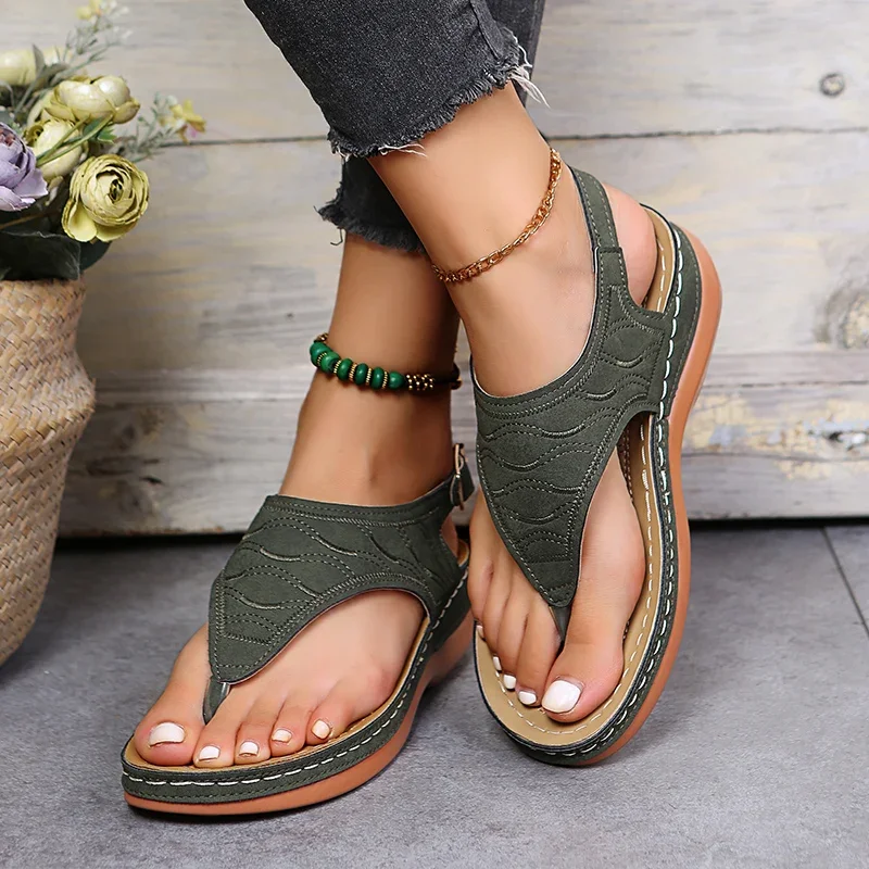 Rimocy Fashion Clip Toe Wedge Sandals Women Summer Platform Rome Sandalias Mujer 2025 Plus Size 43 Thick Sole Beach Shoes Ladies Women Sandals Women Wedges Heels Shoes