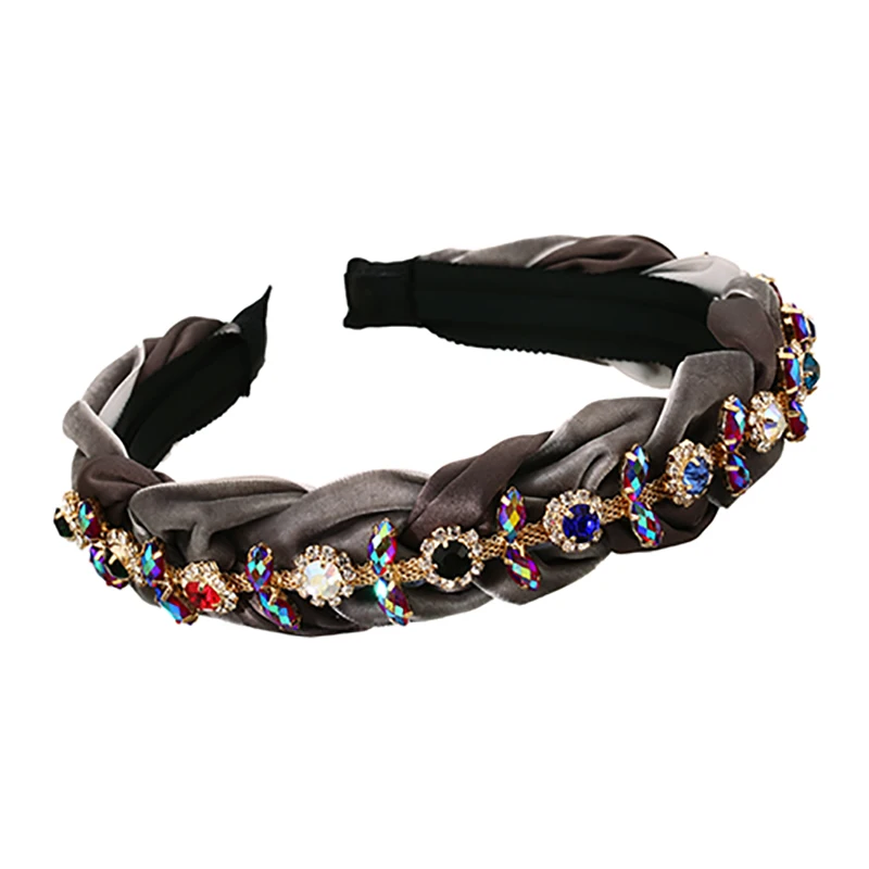 

ZHINI Luxury Colorful Crystal DIY Handmade Headbands for Women Simple Suede Hair Band Hair Accessories Party Jewelry Gift