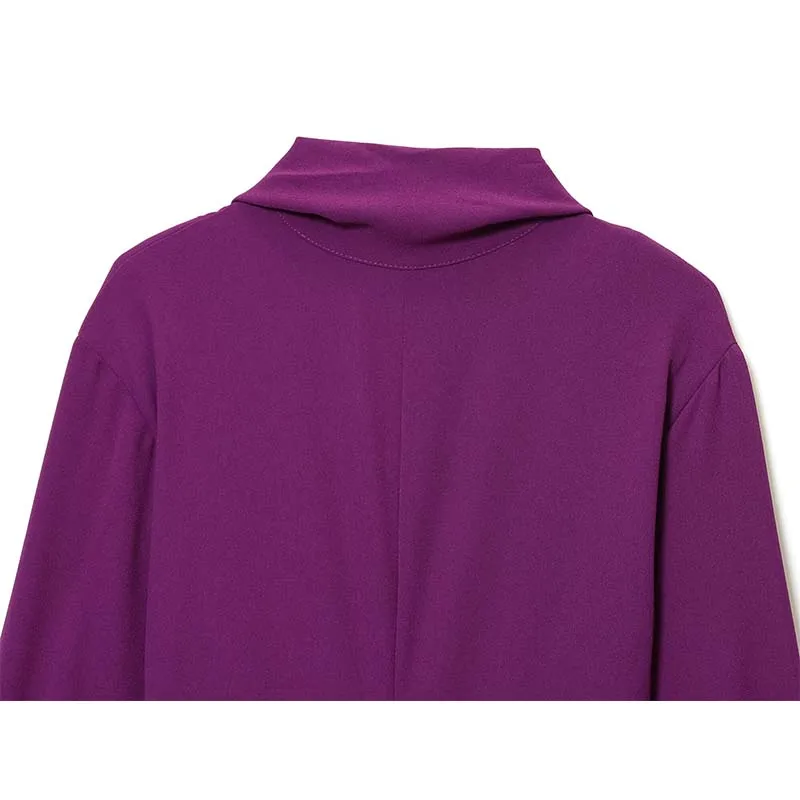 Women Fashion Scarf Tied Short Dress 2025 Autumn New Long Sleeve Mini Dresses For Women Stand Collar Holiday Casual Dresses