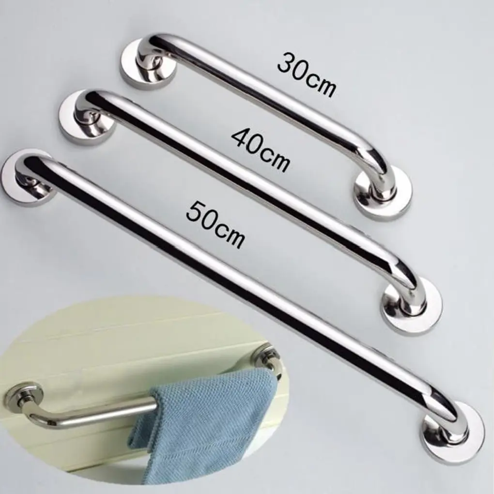 High Quality Stainless Steel 300/400/500mm Bathroom Tub Toilet Handrail Grab Bar Shower Safety Support Handle Towel Rack 2020 new bathroom shower tub room super grip suction cup safety grab bar handrail handle anti slip helping handle