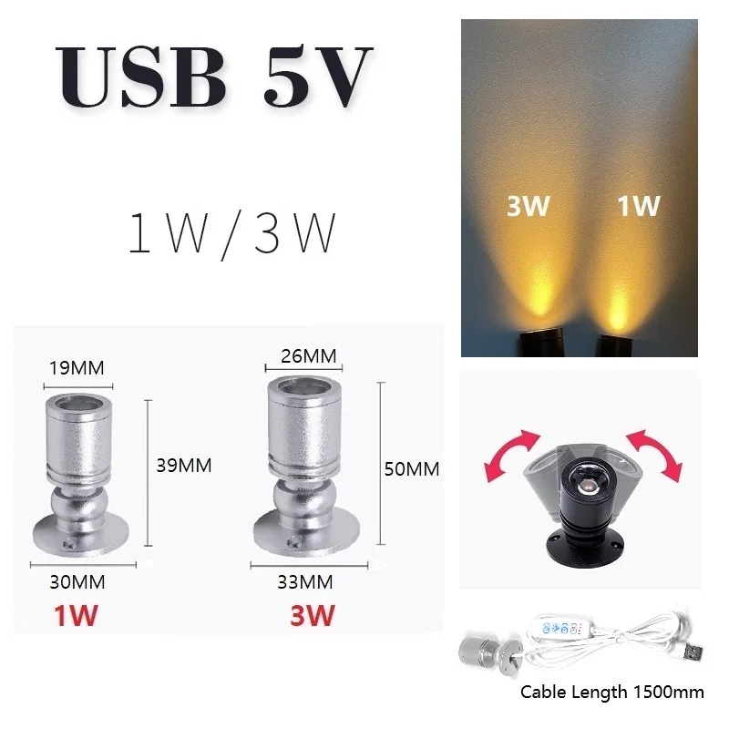 etrnLED USB Dimmable LED Adjustable Spotlight Dimmer Cable Mini Accent Light Painting Plant Jewelry Showcase Model Display Shelf 2