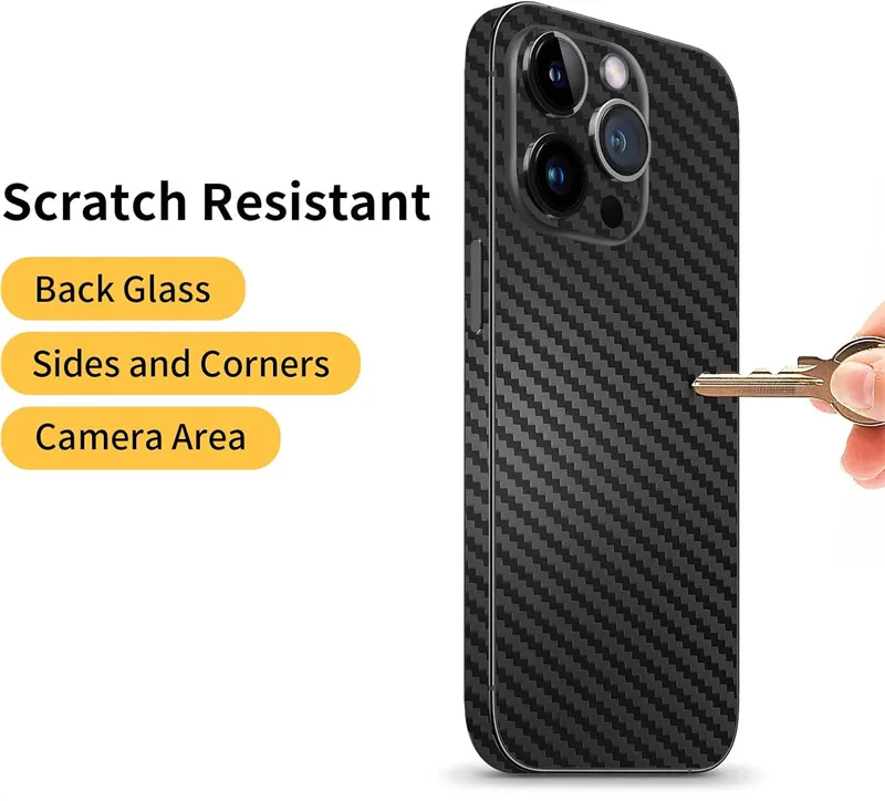 Abreißbare Kohlefaser-Haut für iPhone 17 Air 16 15 14 13 Pro Max Plus 17 Air 17 Pro Rückseite Displayschutzfolie 3M Wrap Aufkleberfolie – Detail 2
