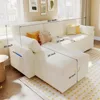 Sleeper Sofa, Sofa Bed- 2 in 1 Pull Out Couch Bed with Storage Chaise for Living Room, White Sherpa Couch Children's Sofas 2