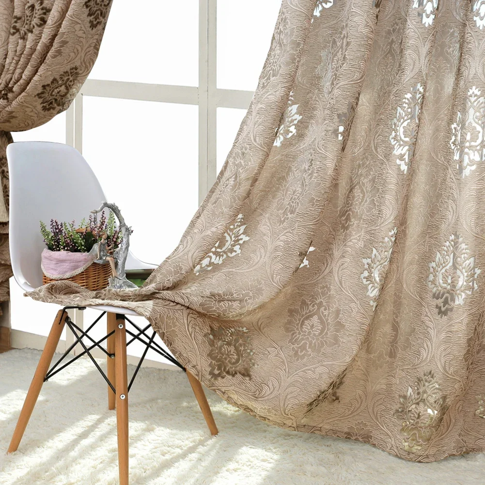 European Style Jacquard Curtain Fabrics for Window Balcony Living Room Gray Living Room Treatments All Match 1 PC,window curtains,decor curtains