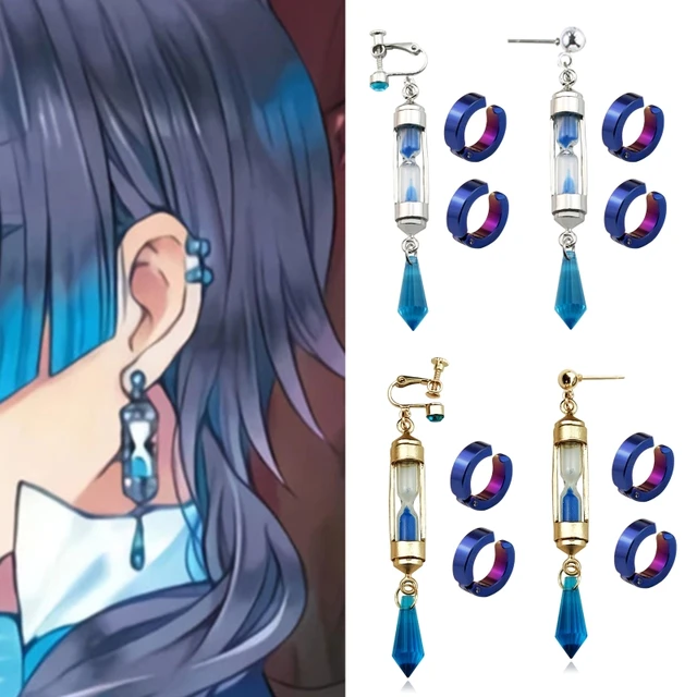 Compre Anime o caso estudo de vanitas brinco sem karte cosplay adereços  cubóide ampulheta clipe de orelha unissex acessórios de jóias