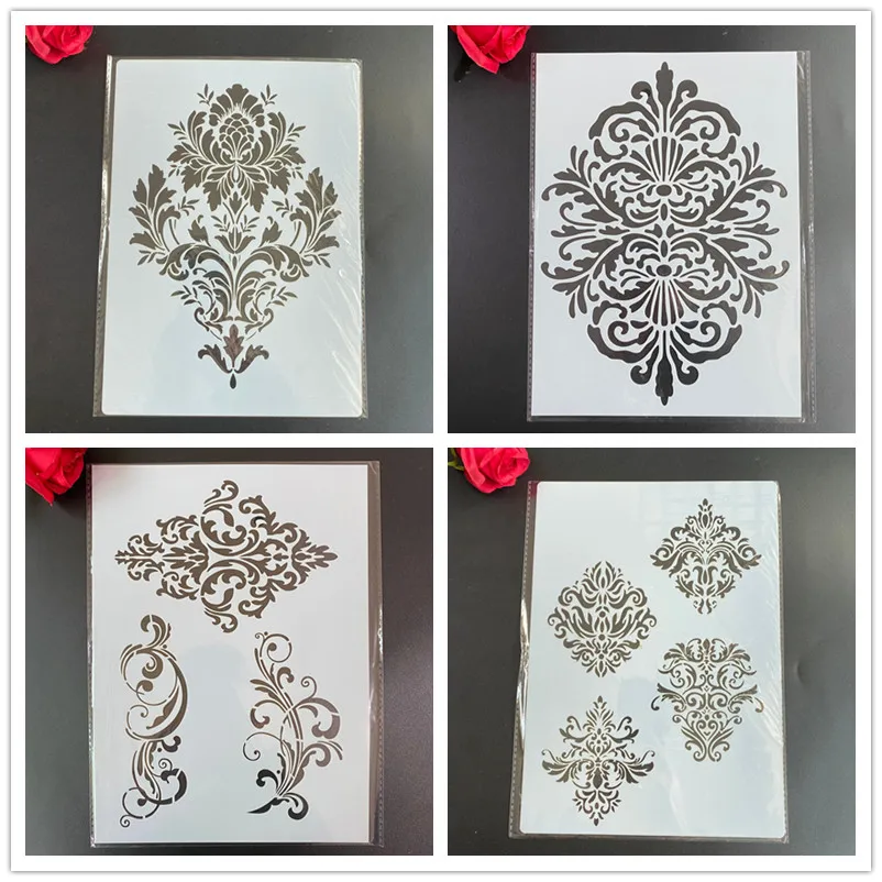 

A4 Mandala geometric grid Stencils Painting Coloring Embossing Scrapbook Album Decorative Template stencil paris 4pcs / set