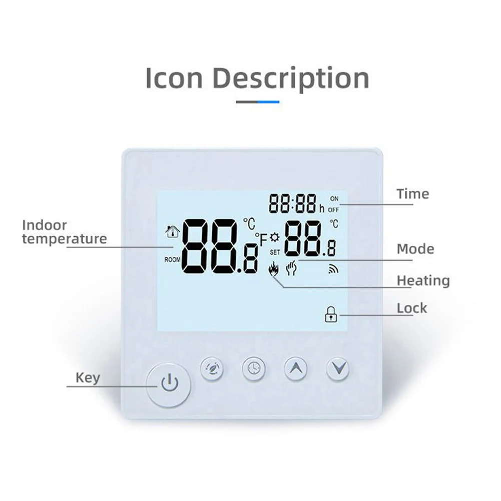 

Multiple Actuator Support Digital Thermostat for Underfloor and Wall Heating LED Display White 60 80 Character