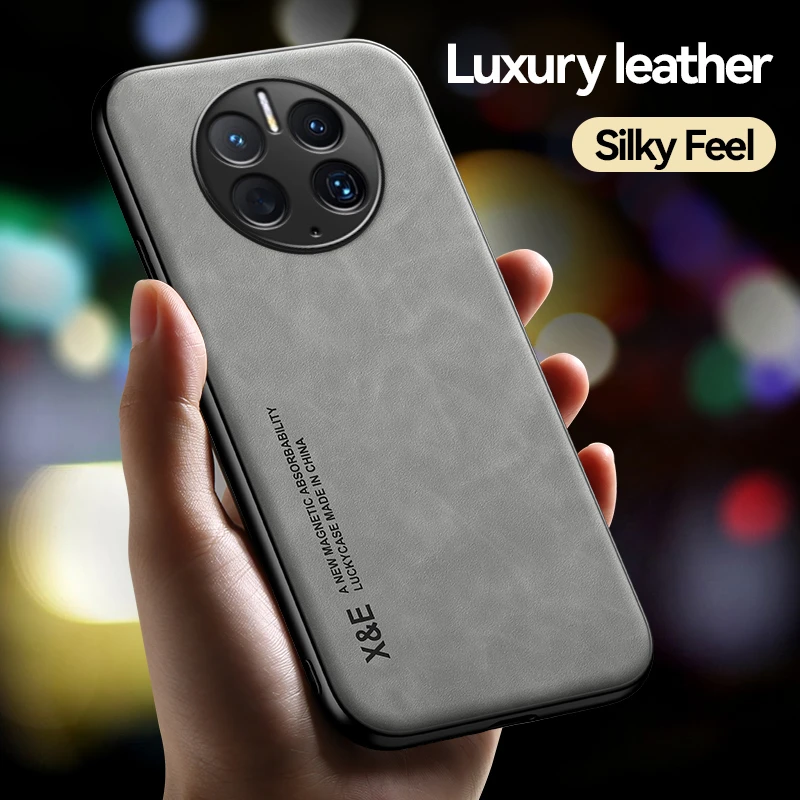 För Huawei Mate 50 Pro-skal Lyxigt lädermagnetiskt bilhållare telefonskal för Huawei Mate 50 DCO-LX9 50Pro stöd bakstycke_voghion.com