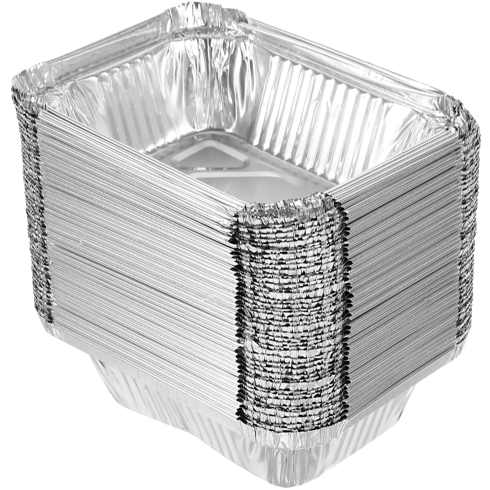 50pcs Disposable Aluminum Foil Pans Baking Pans Disposable Baking Takeout Pans With Lid BBQ Accessories Food Storage Containers