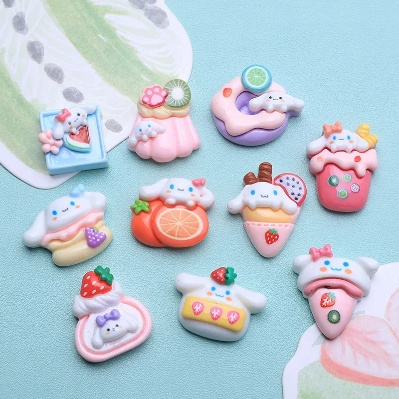 

10Pcs New Anime Kawaii Sanrio Cinnamoroll Resin Accessories Girl Cute Phone Case Water Cup Hair Clip Hair Rope Patch Wholesale