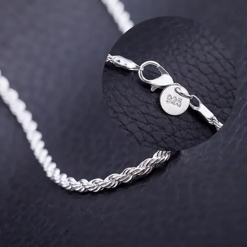 Hot Charms Fine 4MM Rope Chain 925 Sterling Silver Necklaces for Woman Men Classic Fashion Jewelry Wedding Party Holiday Gifts - Image 3