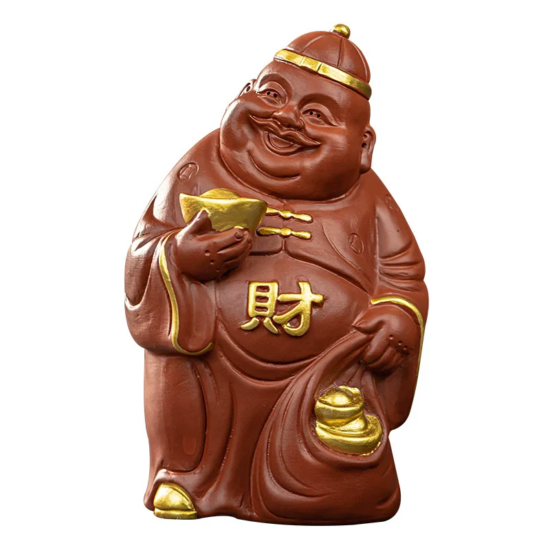 New Chinese Zodiac Pig Fortune Tea Pet, Yixing Zisha Clay Teapot Pallet Ornament, Tea Ceremony Desktop Decoration Gift for Men