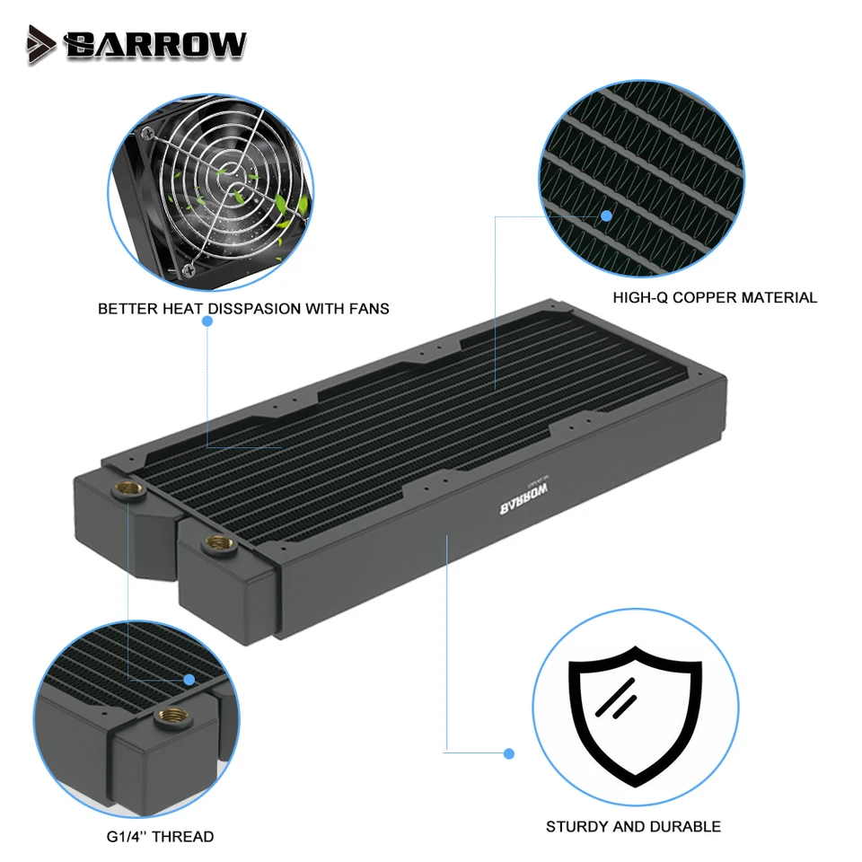 Bykski 360mm 60mm厚 ラジエータx3ファン付き Bykski-ラジエーター120