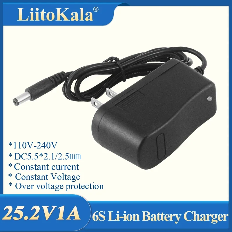 Battery Charger Adapter LiitoKala 6S 25.2V 1A 24V AC 100-240V