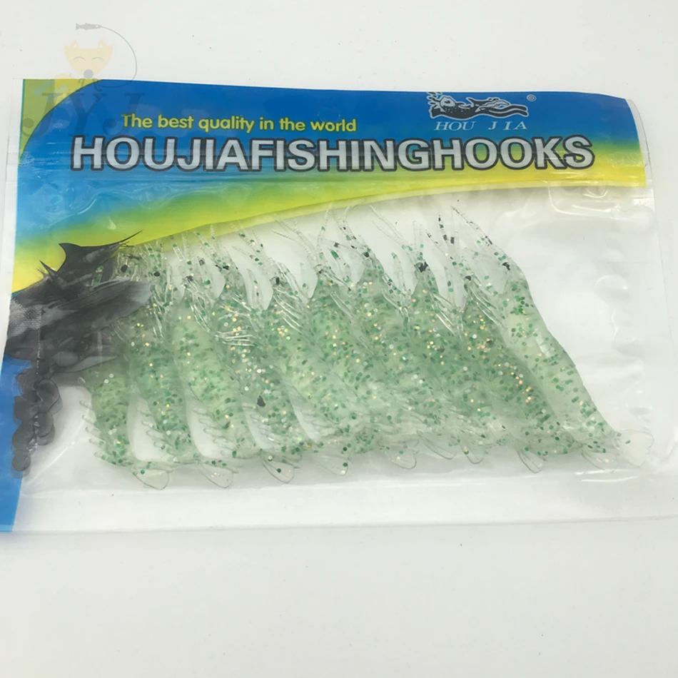 10 개/몫 8cm 2g 소프트 낚시 미끼 새우 미끼 낚시 미끼 소프트 새우 미끼 빛나는 글로우 새우 미끼