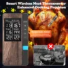 Wireless Meat Thermometer Digital Bluetooth Dual Probe Rechargeable with LCD Screen Support Mobile APP for BBQ Oven Grill 4