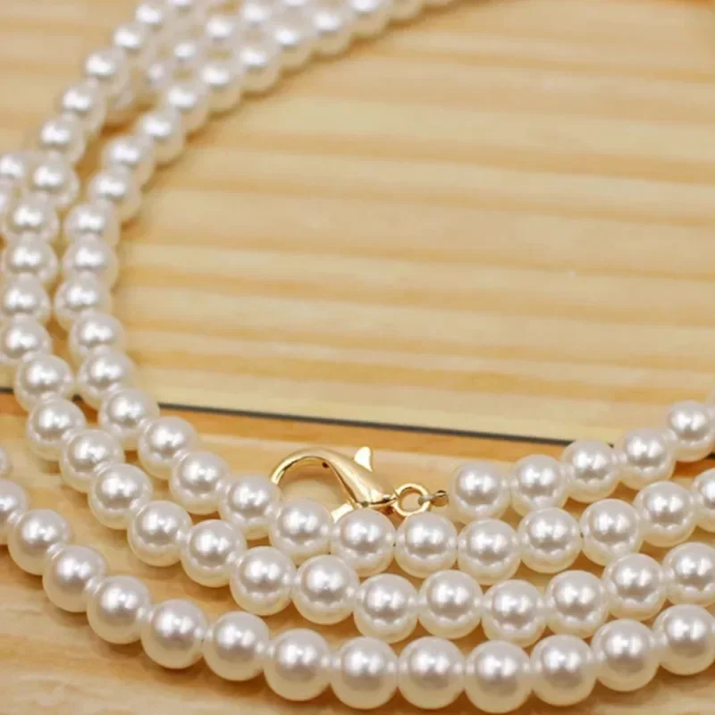 Pearl Crossbody Necklace Chain Strap with Universal Buckle Clip