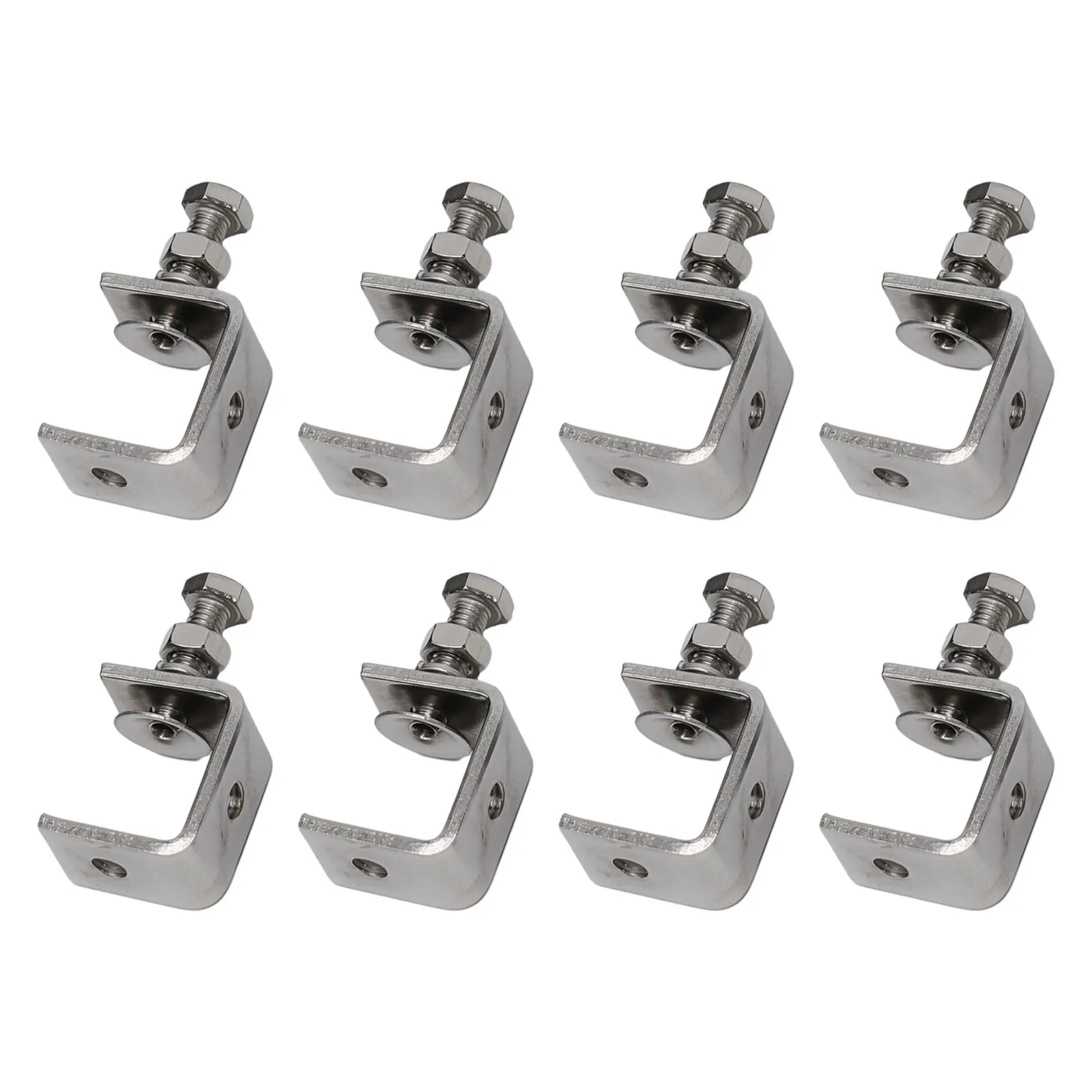 

8Pcs Stainless Steel C Clamps For Mounting Small Desktop Square Clip Carpenter Woodworking Tool M8 Threaded 16-25mm