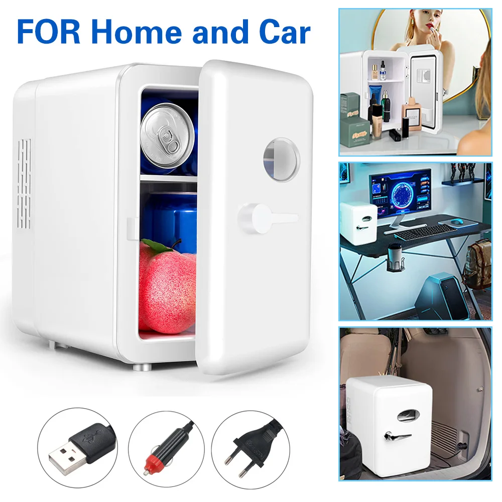 4 Liter Mini Refrigerator Small Fridge Refrigeration Heating for Car Home Quiet Ice Box for Breast Milk Cosmetics Beverage Cola