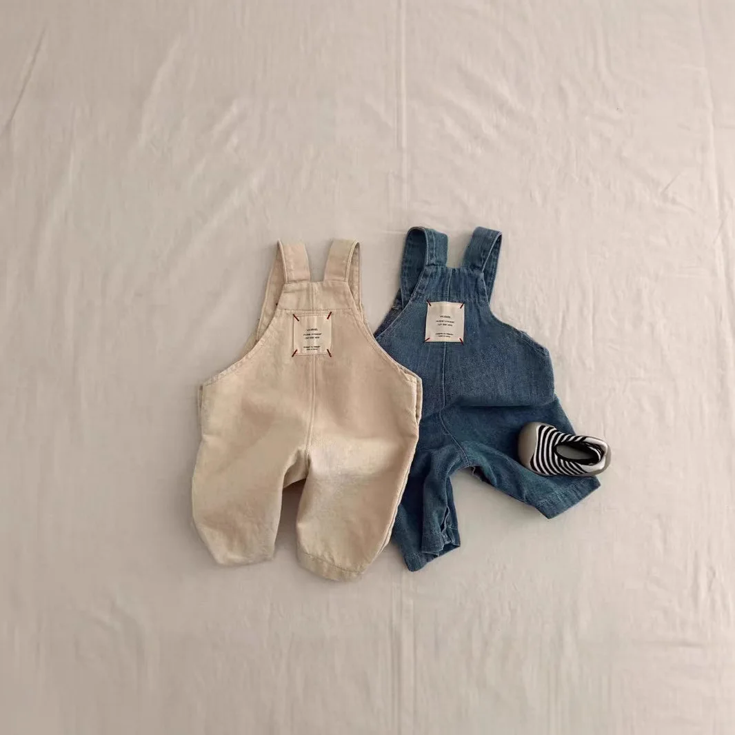 Korean Version Ins Denim Overalls for Boys and Girls, Spring and Autumn s for Children, Loose Denim Trendy Pants