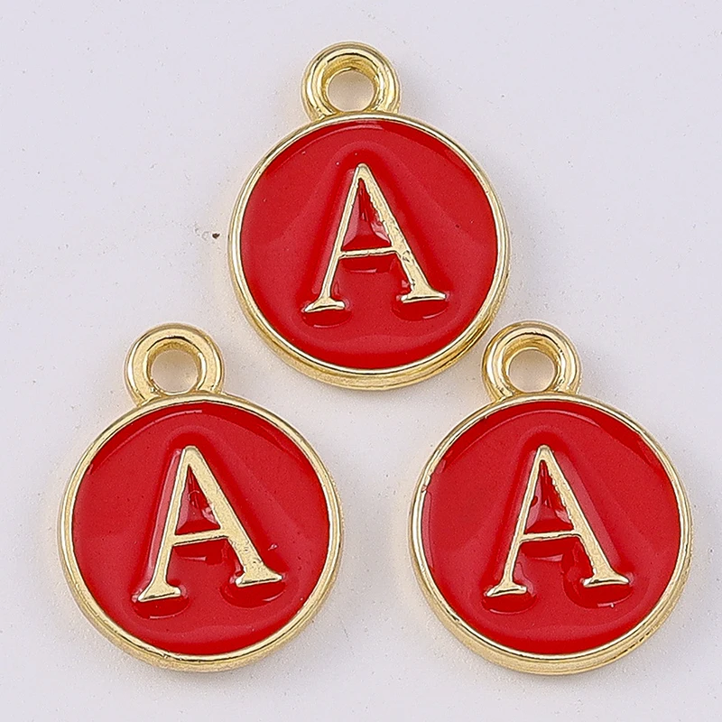 Duarte 20 Stück/Set Niedliche Emaille-Alphabet-Anhänger 26 A-Z Buchstaben-Charms für Schmuckherstellung Ohrringe Anhänger Halsketten DIY Bastelzubehör