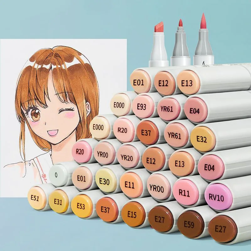 Touchnew 24Colors Skin Color Marker Tones Set Art Markers Pen Artist Dual  Headed Alcohol Based Manga