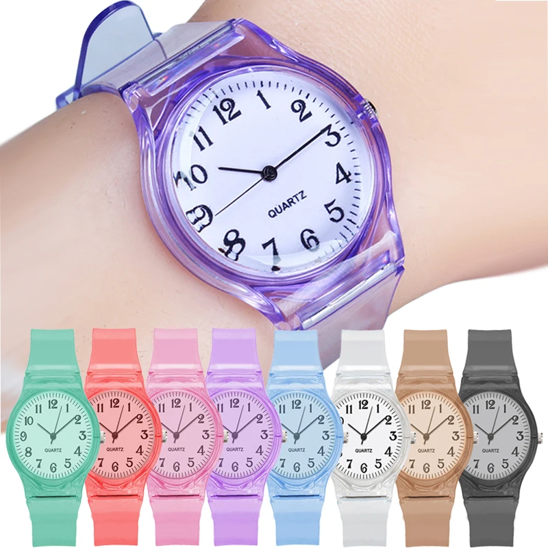

Candy Color Silicone Women Watches Simple Ladies Quartz Wristwatches Fashion Children Transparent Clock Gifts Relogio Feminino