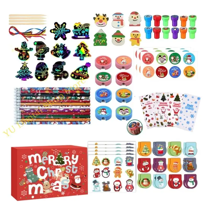 96ba Kids Stationery Kits Weihnachten Schreibwarengeschenk für Eraser Suite Chrismas Geschenke Bleistift Set Kid Weihnachten – Detail 9