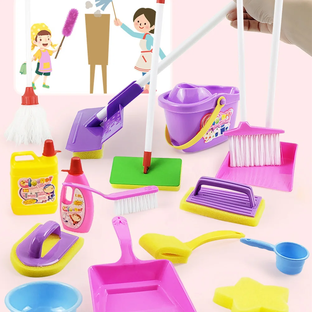 Pretend Cleaning Play Set Toddler Housekeeping Tools Plastic Equipment Toys Child Playthings 2