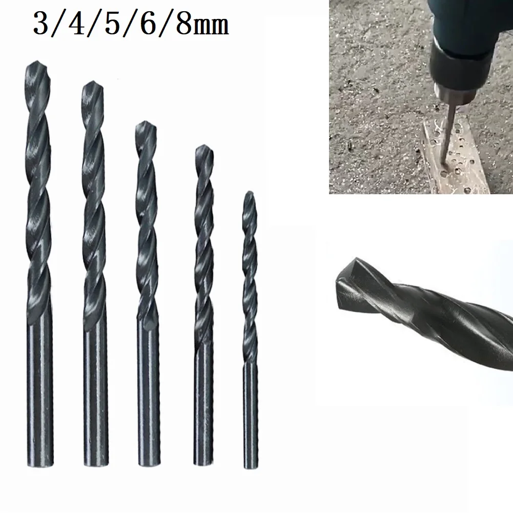 

5pcs Wring Drill Bits HSS Black Coated Carbon Steel 3/4/5/6/8mm For Wood Metal Multi Purpose Drilling Tool For Construction
