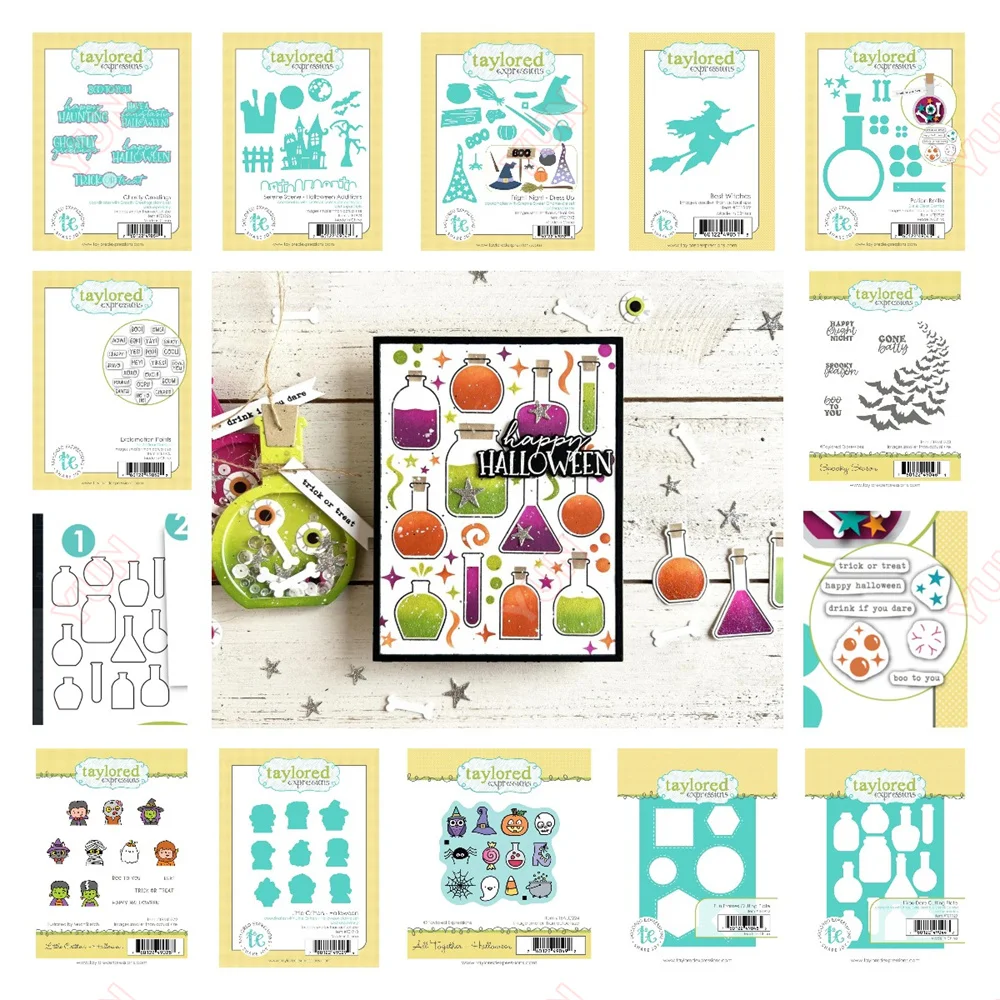 유령 인사 달빛 레이어링 스텐실, 할로윈 금속 커팅 다이 및 실리콘 스탬프 스텐..