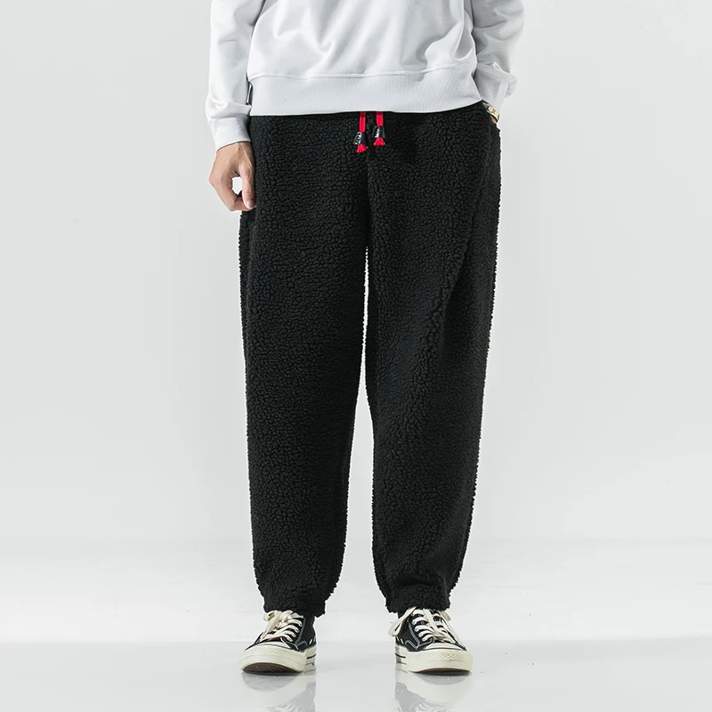 Winter Thicken Pants Men Warm Fashion Retro Thick Lamb Wool Pants Men Streetwear Hip Hop Loose Straight Mens Trousers