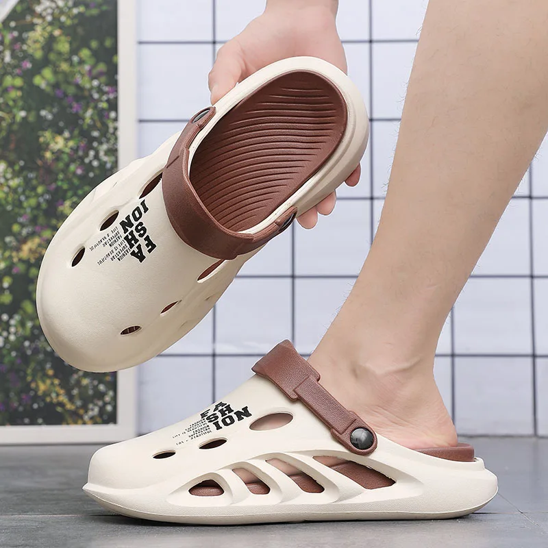 2024 New Men Outdoor Sandals Slippers Beach Comfortable Thick Soft Sole Clogs Men Casual Shoes Garden Shoes Mens Beach Sandals 5
