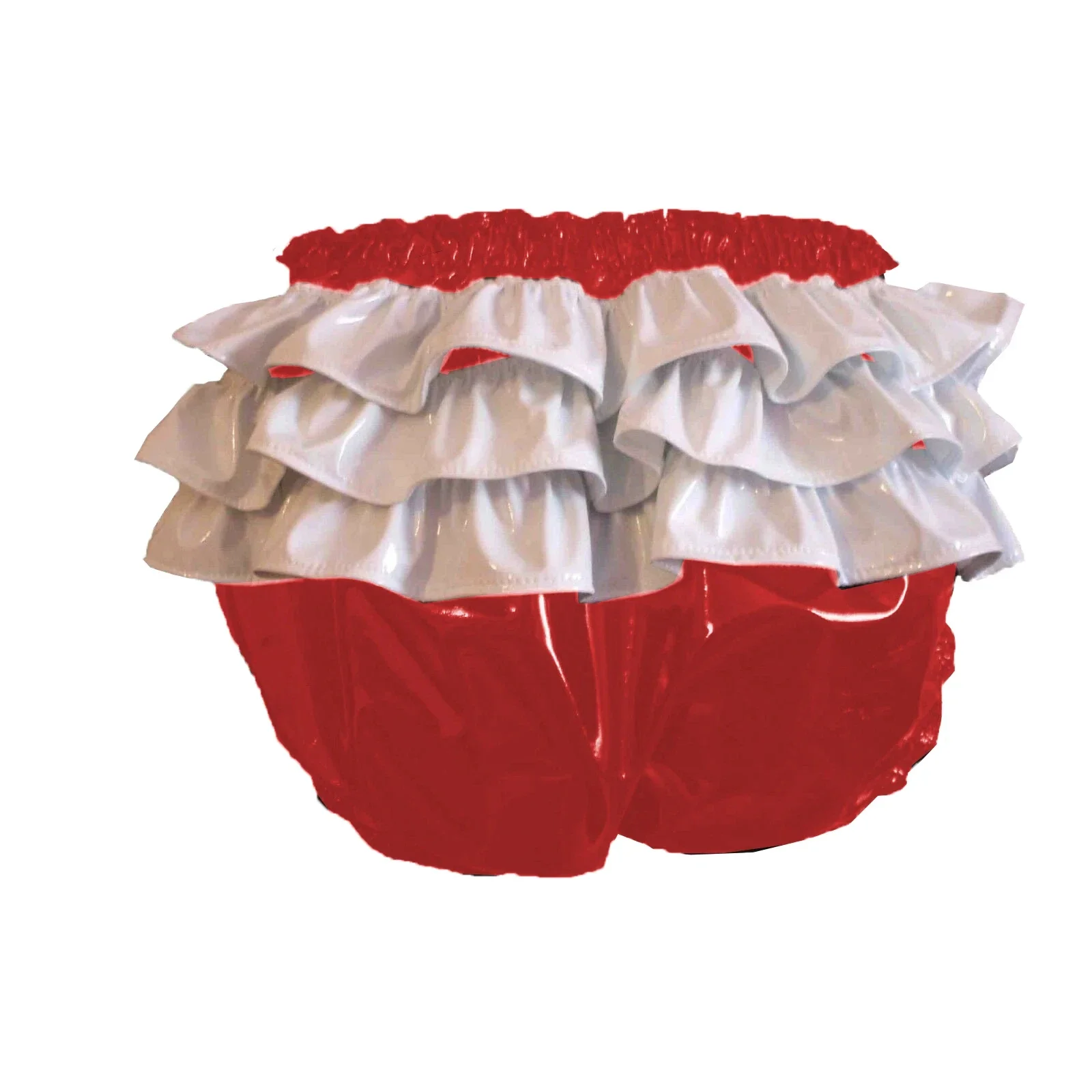 Exotic Lingerie Sissy Glossy PVC Leather Panties Ruffled High Waist High Cut Knickers Wet Look Cosplay Bloomers Fetish Underwear
