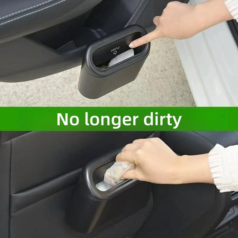 Car Trash Can 1L Portable Hanging Mini Car Debris Box ABS Square Pressing Trash Bin Auto Interior Storage Bin Accessories
