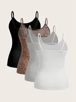 4 pieces Women Solid Color  Camisoles Vest Women Tank Tops Female Summer Sexy Strap Basic Tops Sleeveless Camisole T-shirt - Image 2