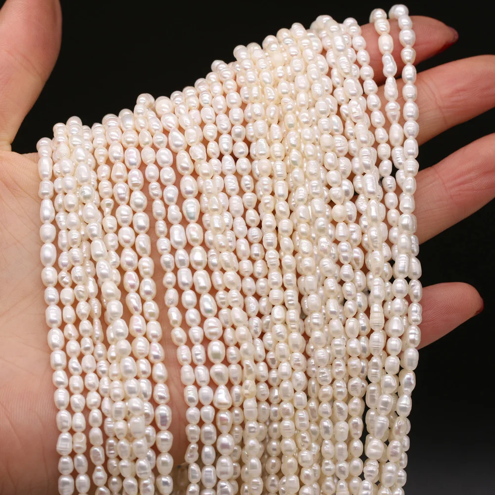 

4-5mm AA Natural Freshwater Pearl Beading Rice Shape Real Pearls for DIY Charms Bracelet Necklace Jewelry Making Strand 36cm