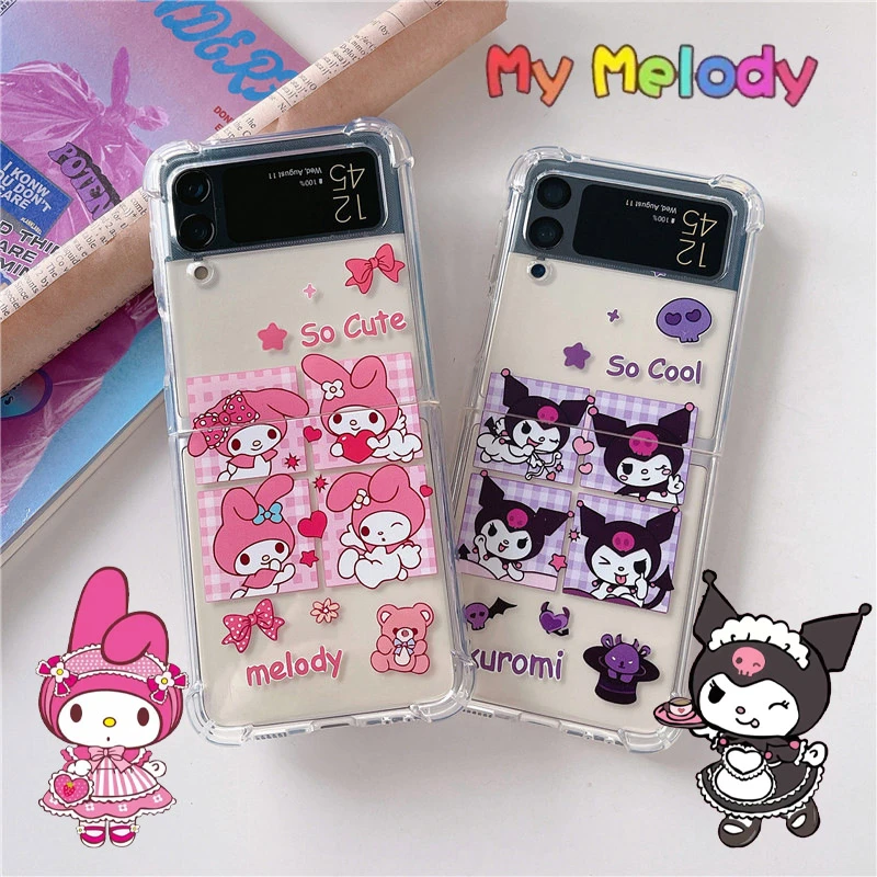 My Melody Kuromi Phone Case For Samsung Galaxy Z Flip 3 Z Flip3 Zflip3 Transparent Kawaii Soft Shell Fashion Cartoon Back Case Polo Shirts Aliexpress