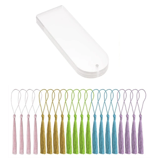 Blank Clear Acrylic Bookmarks 20Pcs Rectangle Craft Transparent Acrylic  Book Markers With 20Pcs Small Bookmark Tassels