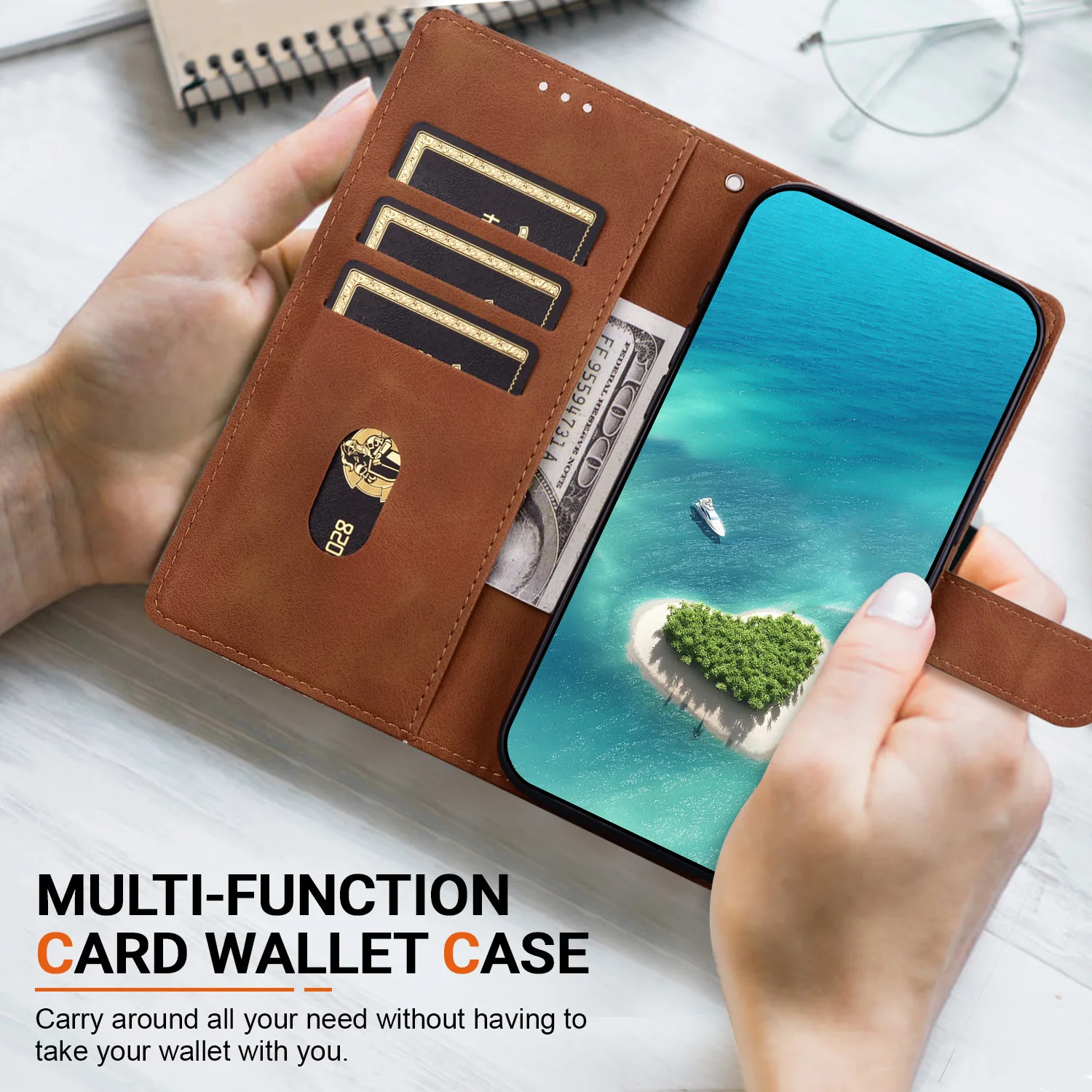 Enhanced Leather Stand Flip Wallet Case - Premium Protective Cover