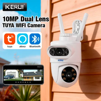 Telecamera di Sicurezza KERUI 5K 10MP Tuya con Doppia Lente PTZ WIFI, Full HD, Doppio Schermo, Tracciamento Automatico per Esterni