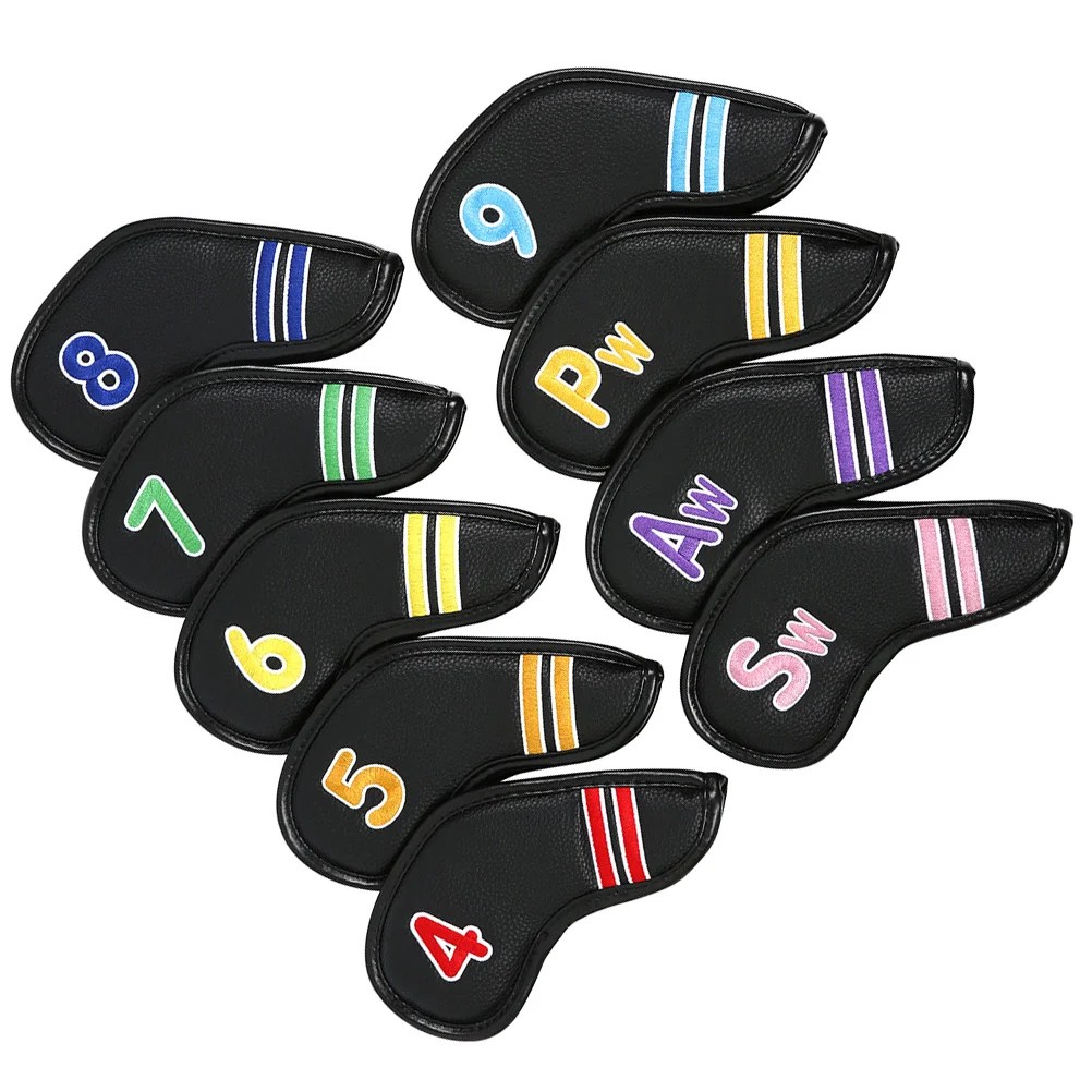 9Pcs Putter Cover Putter Covers PU Headcover Club Cover Embroideried for Builder