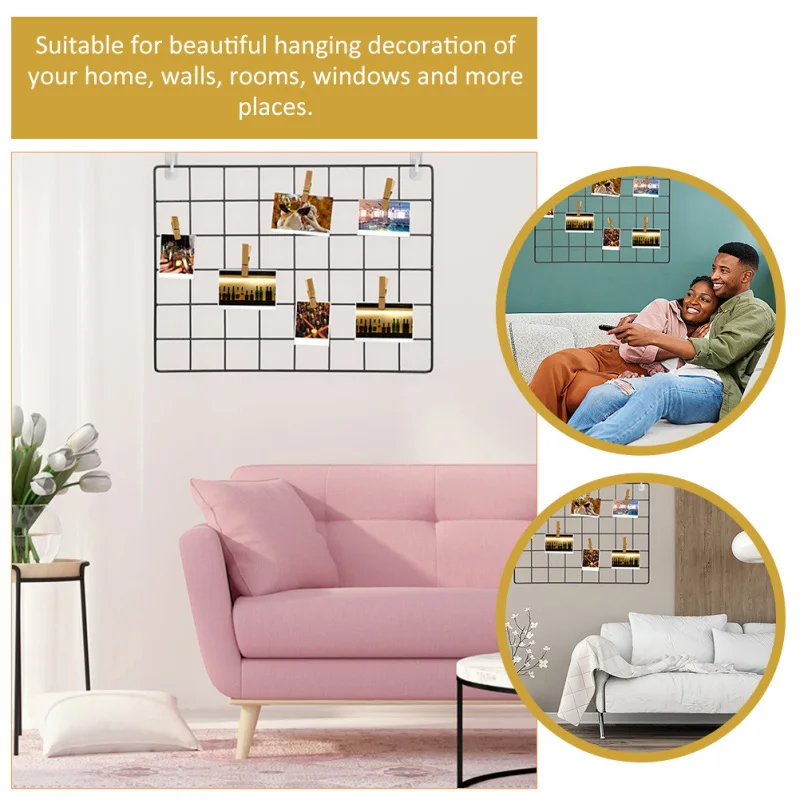 Description Picture 5 of itemShelf Photo Frame Wall Iron Net Adornment Pendant Grid Decoration Metal Panel Picture