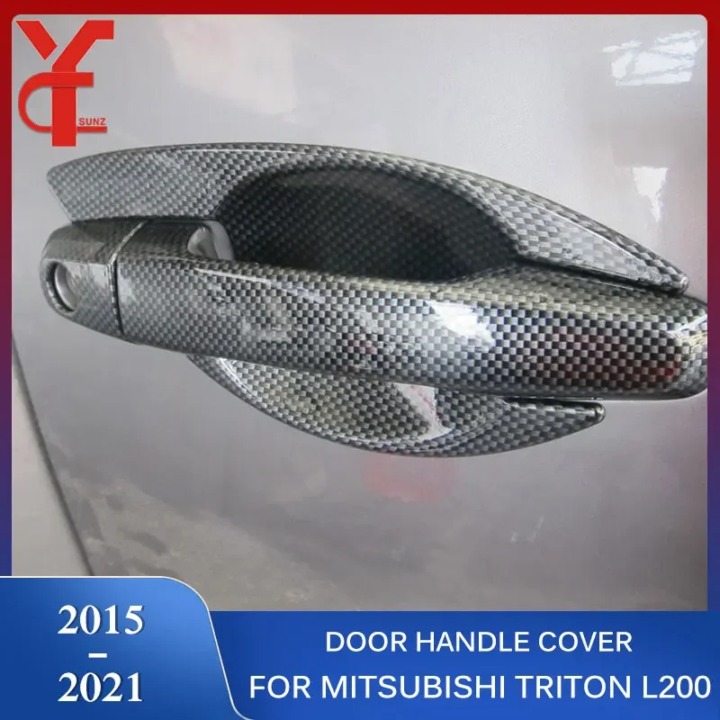 Black Door Handles Cover For Mitsubishi L200 Triton 2015 2016 2017 2018 2019 2020 2021 Accessories Exterior Parts YCSUNZ