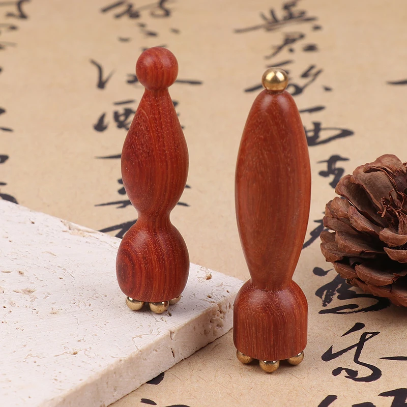 Handheld Lotus Seedpod Beauty Professional Brass & Rosewood Facial Gua Sha Tool Eye Relaxation Spot Meridians Acupoint Massage