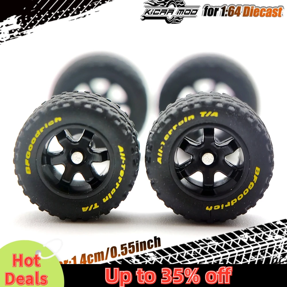 1/64 14mm Rubber Tires Tyre band letter & Diecast Car Wheels for 1:64 For Off-Road Dedicated to Pickup Trucks,Large Sedan(1 Set) 4