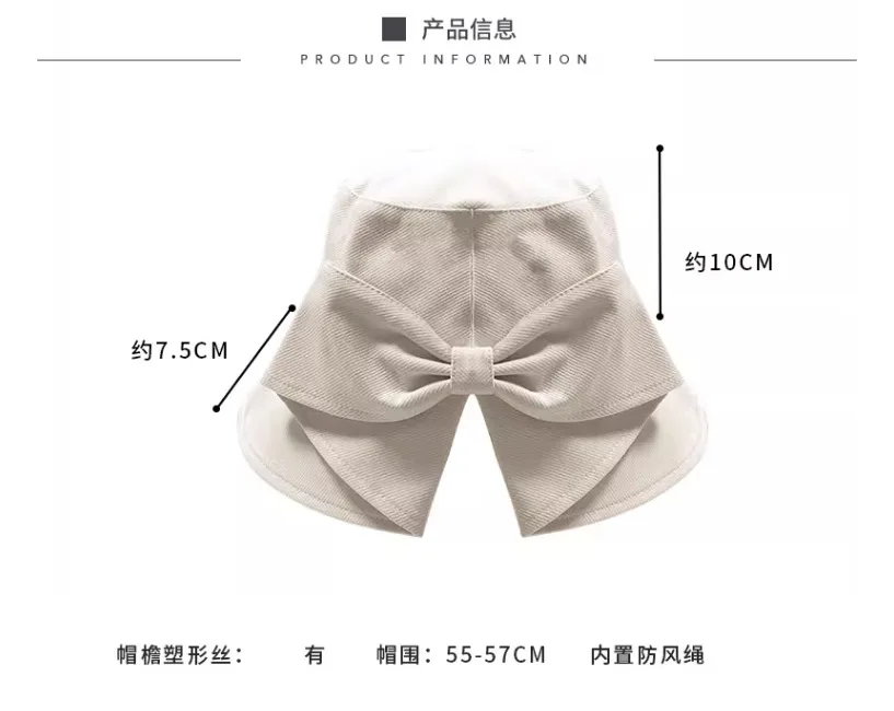 Damen-Eimerhüte, Schleife, modisch, niedlich, süß, Kawaii, Sommerurlaub, Reisen, große Krempe, Sonnenschutz, Sonnenschutzhüte für Mädchen – Detail 2