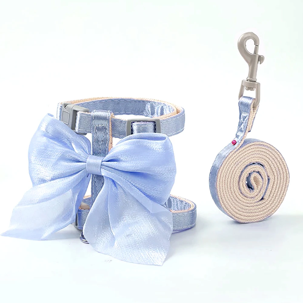 Cat Harness And Leash Set With Bow, Adjustable Escape Proof Vest_voghion.com